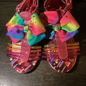 Jojo Siwa Colorful Kids Sandals with Rainbow Bows Size 3